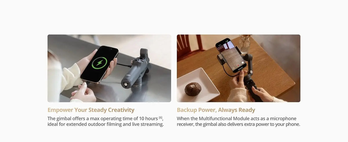 DJI Osmo Mobile 7P Gimbal Stabilizer 3-Axis Phone Gimbal with Built-in Extension Rod And Tripod Native Tracking Lighting Quick Launch One-Tap Edit 10hrs Use Phone Charging