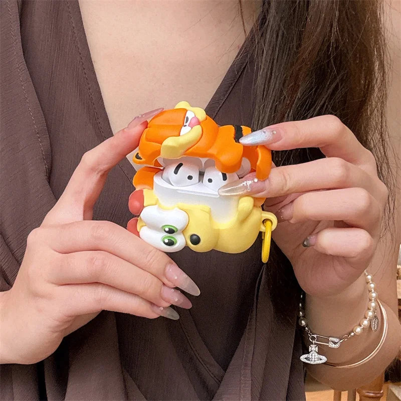 Kawaii Cute Cat Headphone Case For Apple Airpods 4 3 Pro 2 Cover Silicone Headphone Charging Cases For Airpod Pro2 Headset Funda