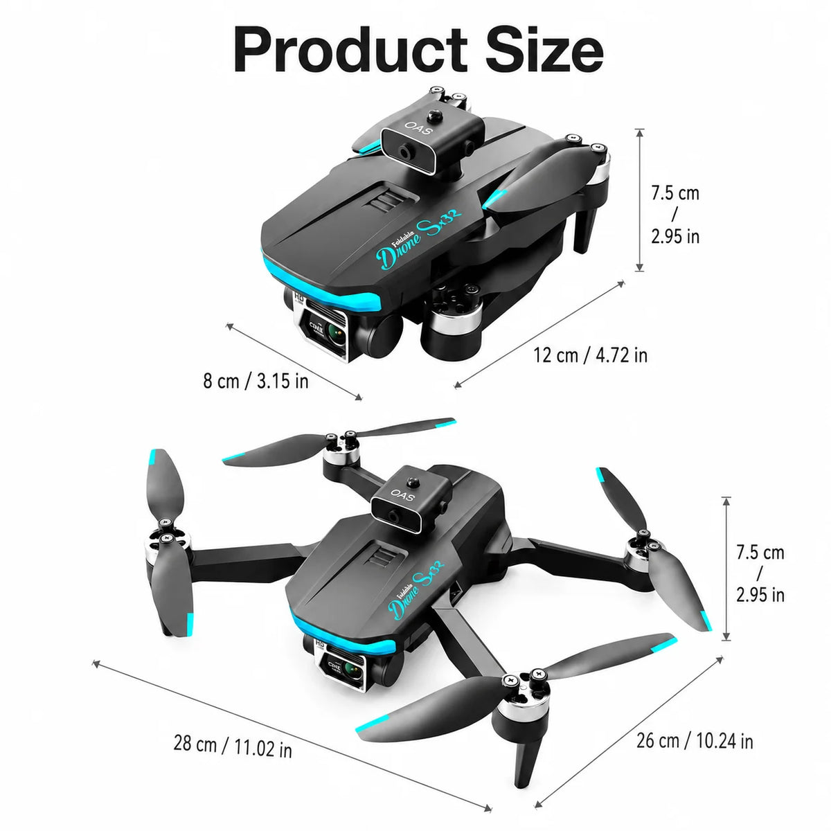 ZNLYRION S132 RC Drone Dual Camera Optical Flow Hover Foldable RC Quadcopter APP Path Flight Beginner Drone Toy