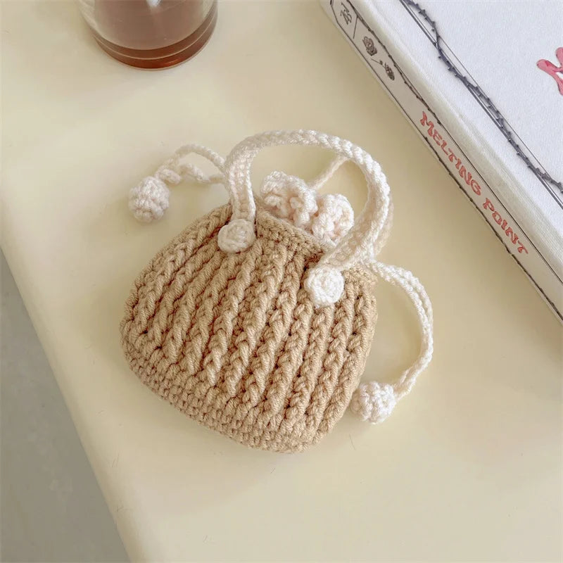 Korean Cute Knitted Handbag Case For Apple Airpods 4 Pro 2 3 1 Cover Soft Cloth Headphone Charging Cases For Airpod Pro 2 3 Capa