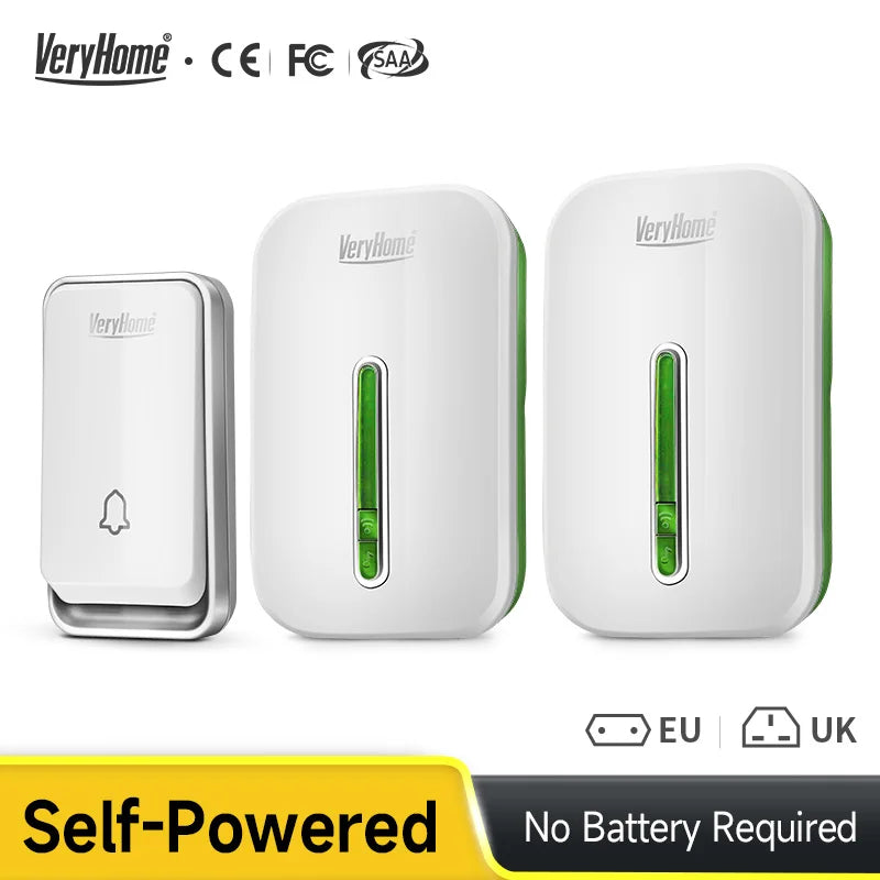 VeryHome Wireless Doorbell Smart Door Bell Home Waterproof Cordless Ring Dong Chime House Call 220V timbre casa calling button
