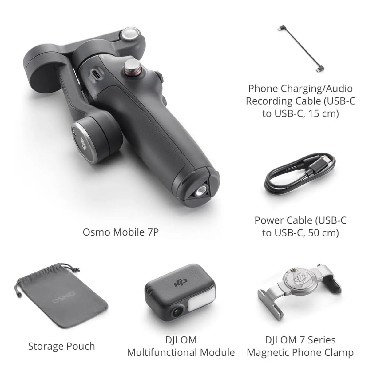 DJI Osmo Mobile 7P Gimbal Stabilizer 3-Axis Phone Gimbal with Built-in Extension Rod And Tripod Native Tracking Lighting Quick Launch One-Tap Edit 10hrs Use Phone Charging