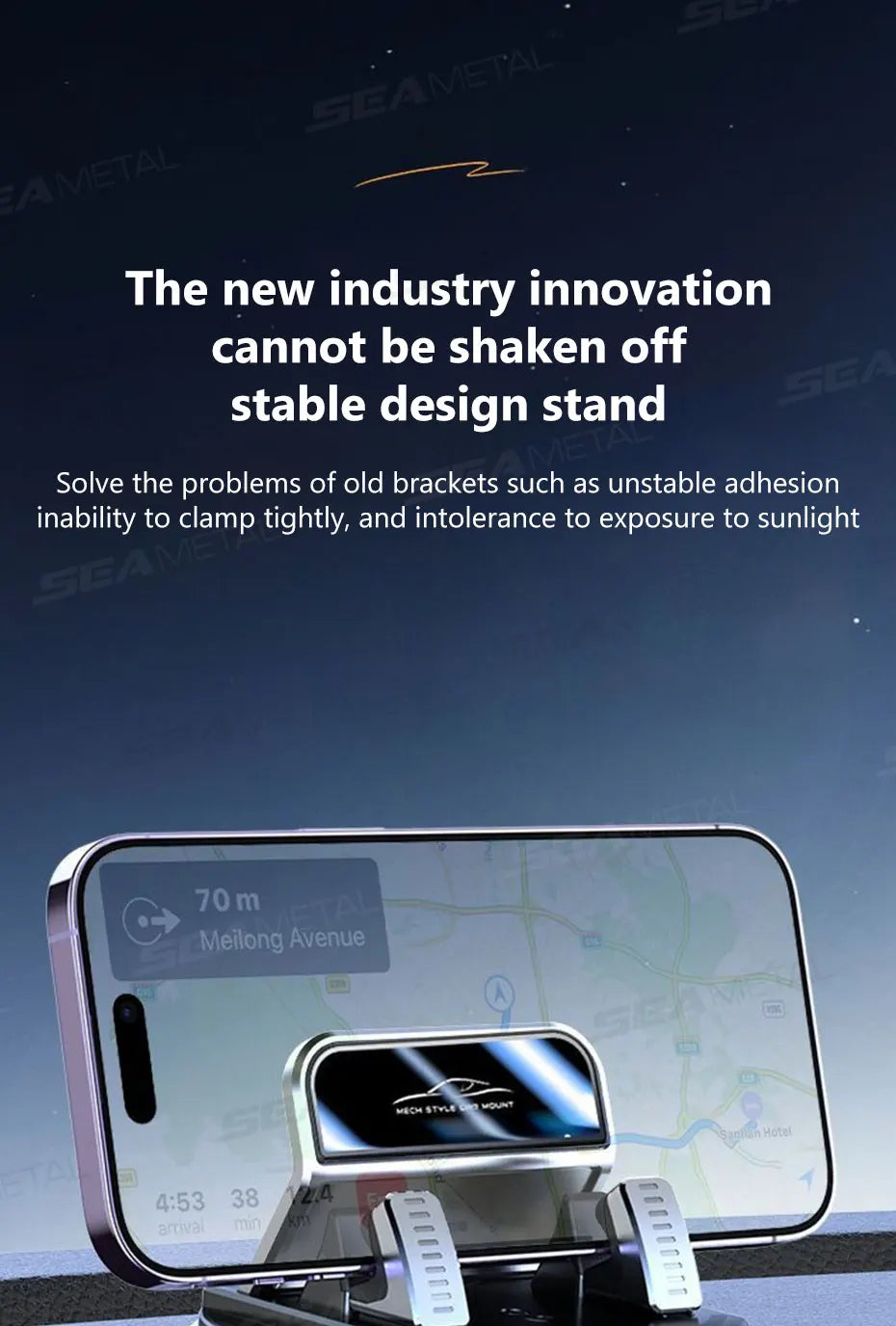 SEAMETAL Universal 360° Rotatable Car Phone Holder Anti-Slip Dashboard Phone Mount Non-Slip GPS Holder Stand for All Smartphones