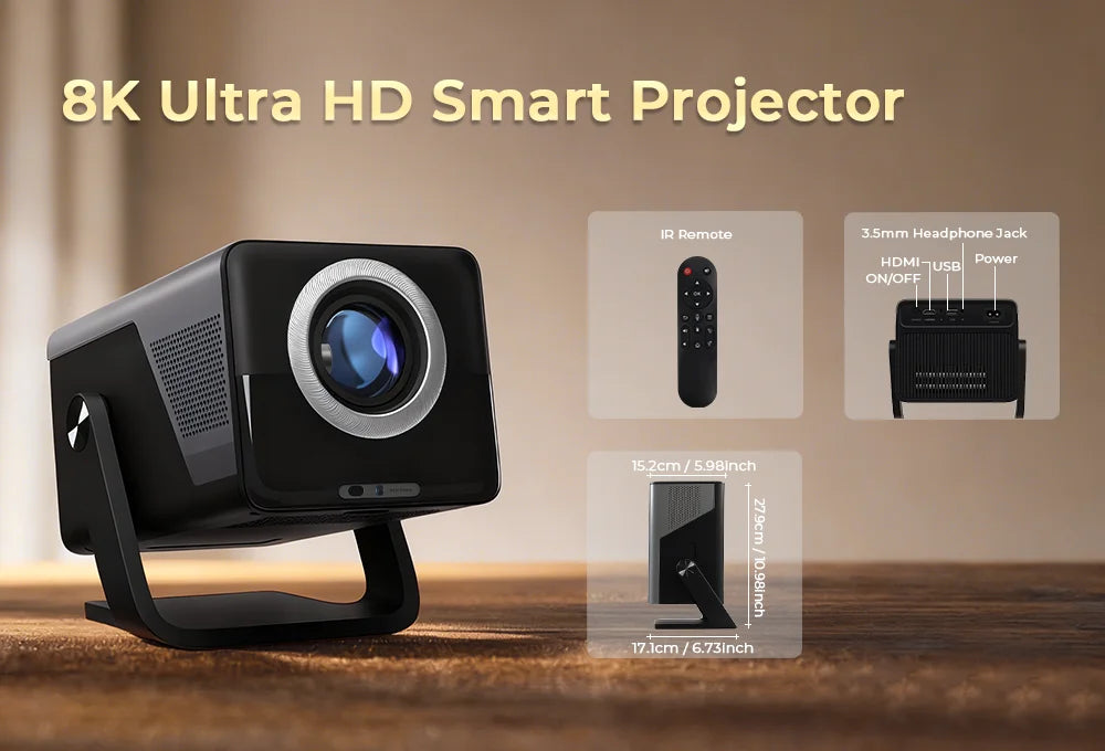 X7 Native 1080P Smart Projector Native 8K 4K Decoding/1000 ANSI/ with Android 14 OS, Compatible with Netflix YouTube, Auto Focus