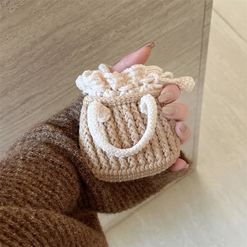 Korean Cute Knitted Handbag Case For Apple Airpods 4 Pro 2 3 1 Cover Soft Cloth Headphone Charging Cases For Airpod Pro 2 3 Capa