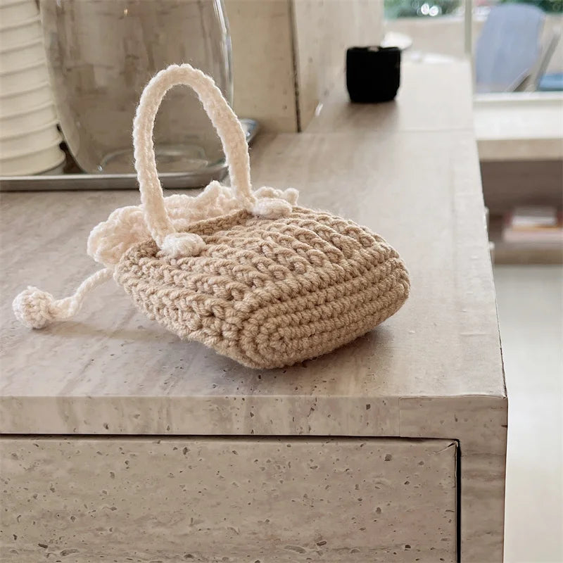 Korean Cute Knitted Handbag Case For Apple Airpods 4 Pro 2 3 1 Cover Soft Cloth Headphone Charging Cases For Airpod Pro 2 3 Capa