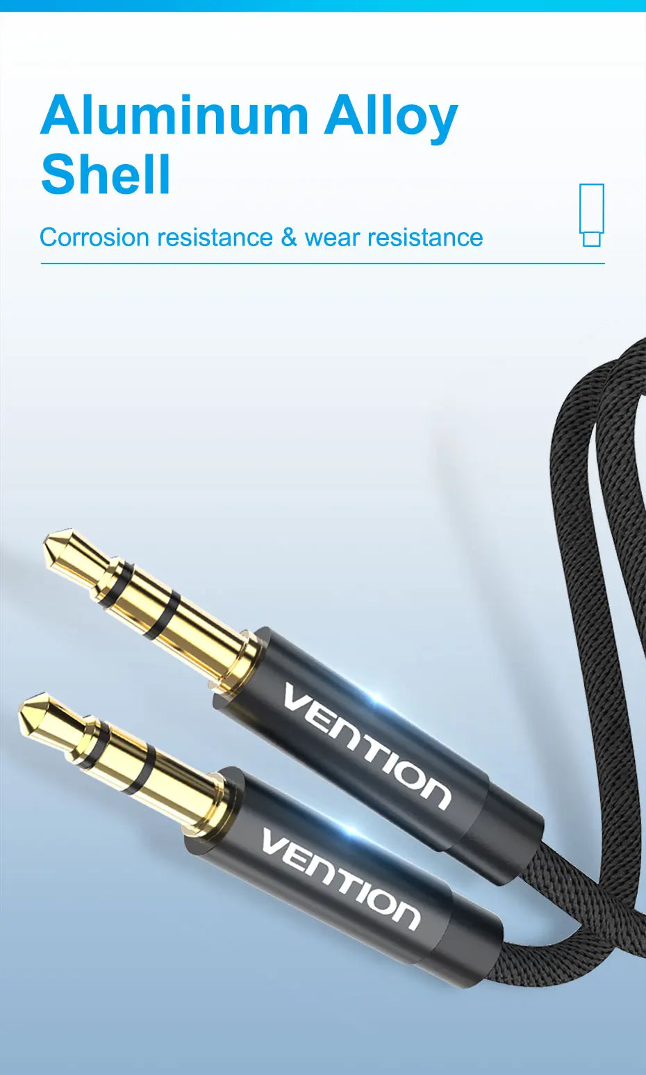 Vention Jack 3.5 Audio Cable Jack 3.5mm Male to Male Speaker Aux Cable for iPhone Samsung Headphone Xiaomi Car Audio Aux Cord