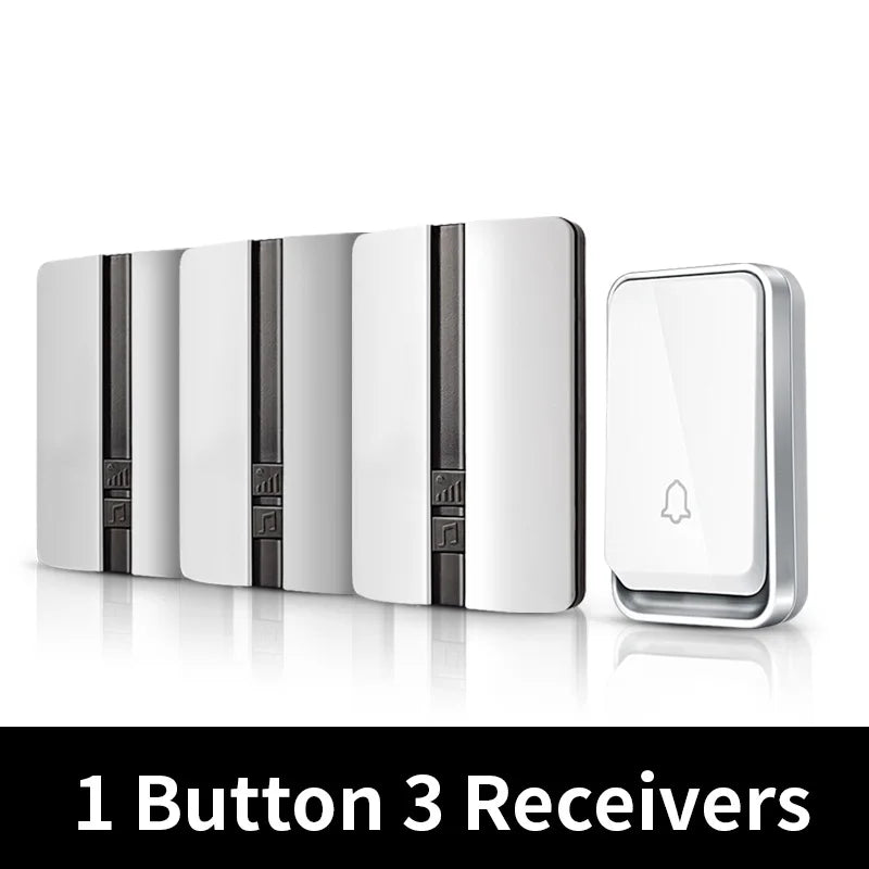 Wireless Doorbell Self-Powered No Battery Waterproof IP44 Wide Voltage 110-240V Global Plugs Long Range Remote Control CE