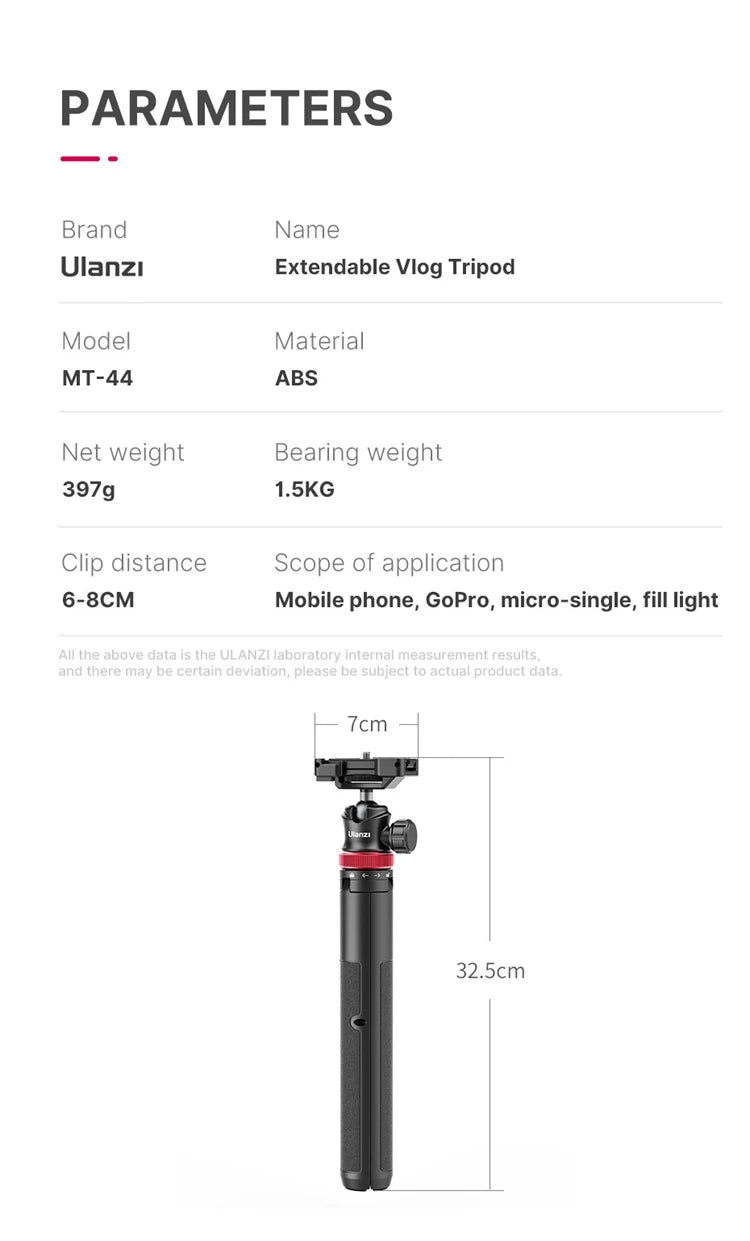 Ulanzi MT-44 1.46M Extend Selfie Stick Tripods Tripod With Phone Clamp For Cameras Cellphone Samsung iPhone Huawei Xiaomi Stand