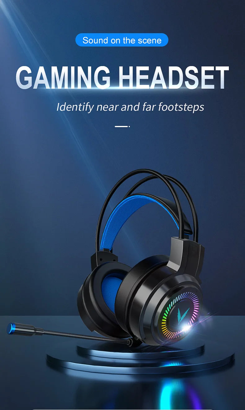 G58 G60 Gaming Headset 7.1 Stereo SVirtual Surround Bass Earphone Headphone with Mic LED Light for Computer PC Gamer Foldable