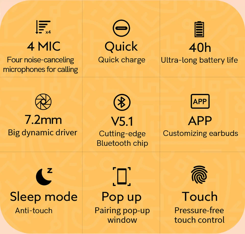QCY T13 Wireless Bluetooth Earphone with 4 Mics ENC HD Call Headset V5.1 TWS Earphone Touch Control Earbuds Long Standby 40H