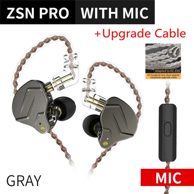 KZ ZSN PRO 1BA+1DD Hybrid technology HIFI Metal In Ear Earphones Bass Earbud Sport Noise Cancelling Headset ZST X AS10 ZS10 ST1