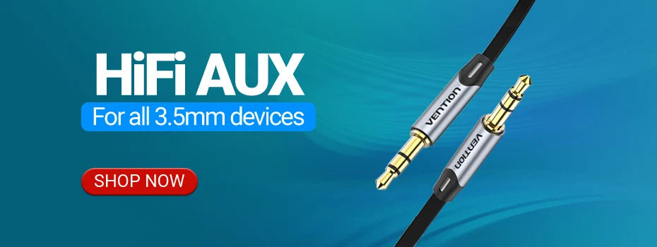 Vention Jack 3.5 Audio Cable Jack 3.5mm Male to Male Speaker Aux Cable for iPhone Samsung Headphone Xiaomi Car Audio Aux Cord