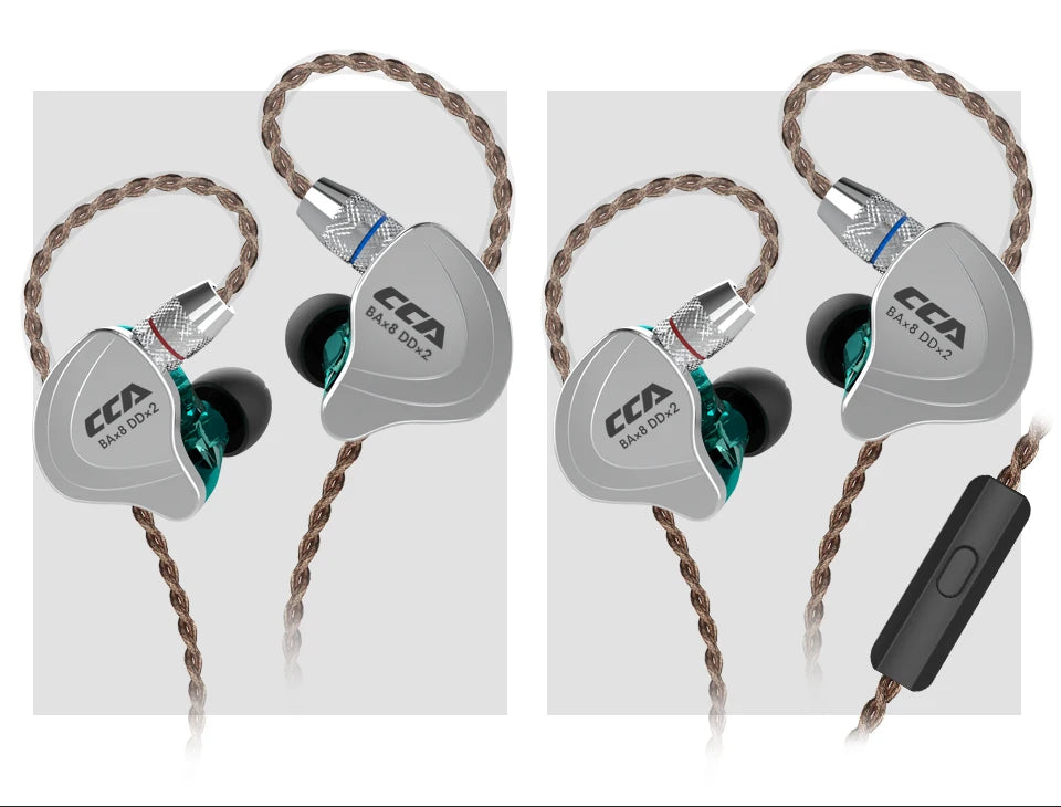 CCA-C10 HiFi Headphones 4BA+1DD Hybrid Technology Music Sports Gaming Earphones Detachable Cable 2pin 0.75mm Wired Earbuds