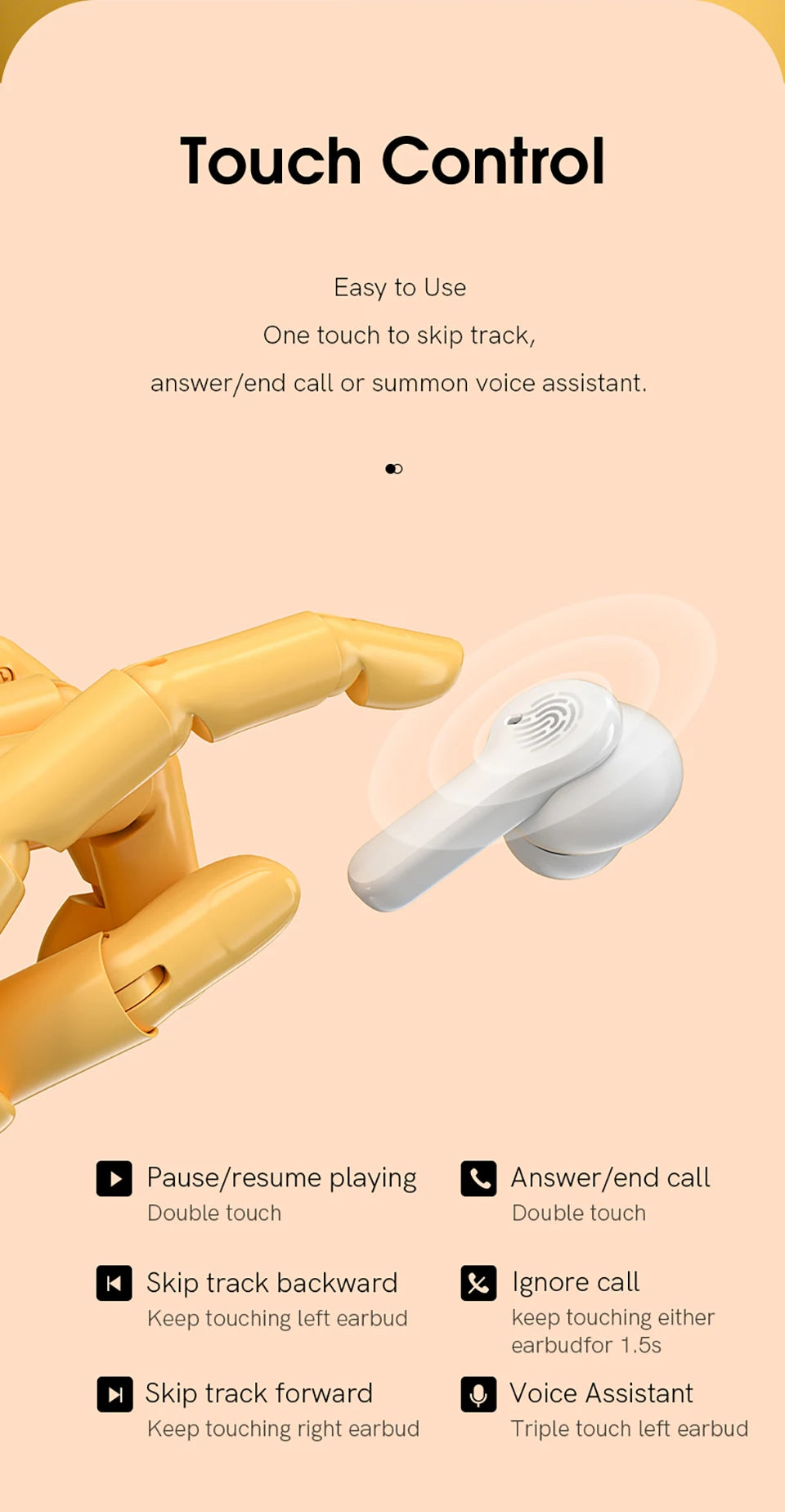 QCY T13 Wireless Bluetooth Earphone with 4 Mics ENC HD Call Headset V5.1 TWS Earphone Touch Control Earbuds Long Standby 40H
