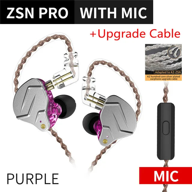 KZ ZSN PRO 1BA+1DD Hybrid technology HIFI Metal In Ear Earphones Bass Earbud Sport Noise Cancelling Headset ZST X AS10 ZS10 ST1
