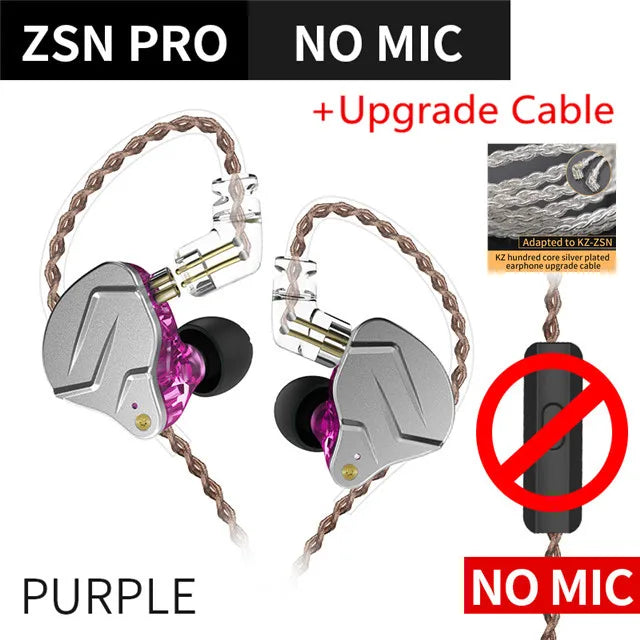 KZ ZSN PRO 1BA+1DD Hybrid technology HIFI Metal In Ear Earphones Bass Earbud Sport Noise Cancelling Headset ZST X AS10 ZS10 ST1