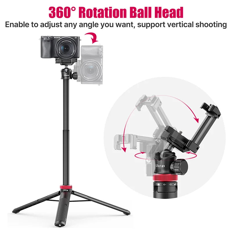 Ulanzi MT-44 1.46M Extend Selfie Stick Tripods Tripod With Phone Clamp For Cameras Cellphone Samsung iPhone Huawei Xiaomi Stand