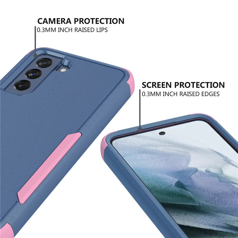 For Samsung Galaxy S21 FE S22 Plus S23 S24 Ultra 3 Layer Armor Hybrid Shockproof Case for A12 A32 A52 A52S A13 A33 A53 A14 A54