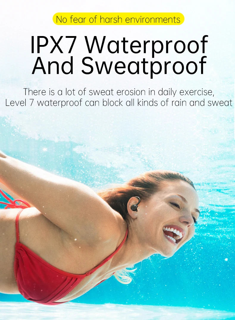 Bluetooth Wireless Headphones with Mic Sports Waterproof TWS Bluetooth Earphones Key Control Wireless Headsets Earbuds Phone