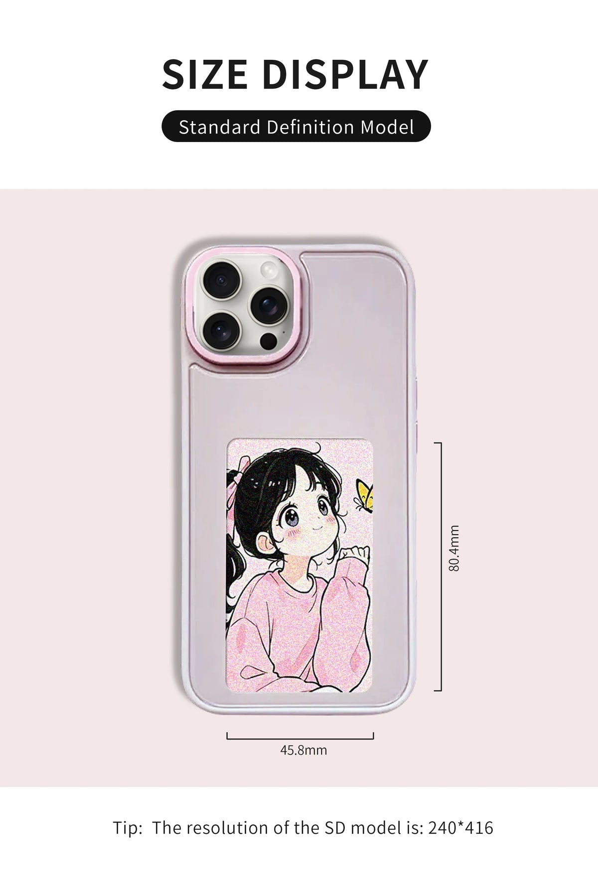 NFC Smart Phone Case DIY Screen 4 Colors Display for Apple Phone Iphone 15/14/13 Pro Max 3.7 Inch Wireless Image Transmission