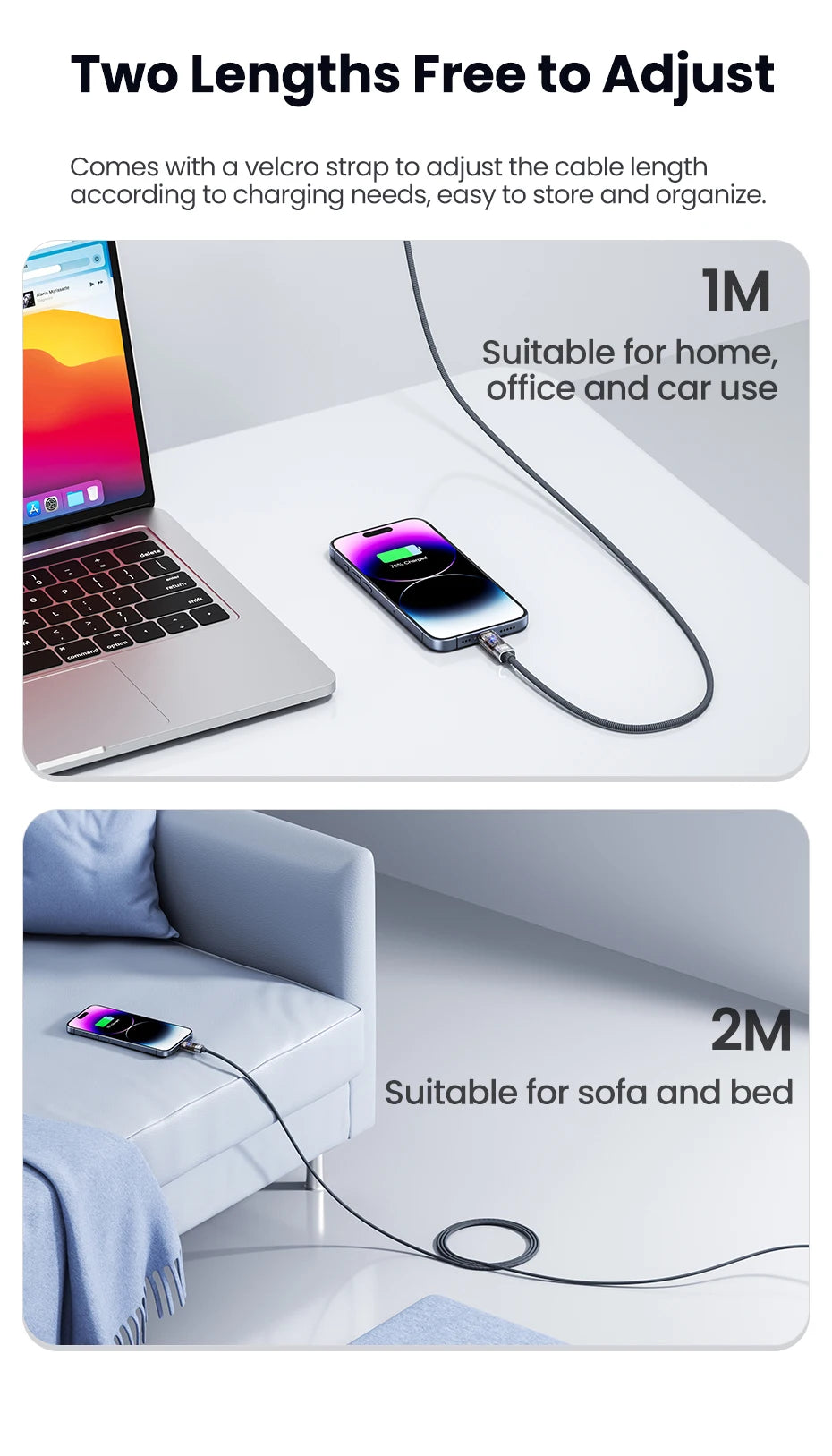 Toocki USB A to Lightning Cable 2.4A Smart Auto Power-off Fast Charging Data Wire for iPhone 14 13 12 11 Pro Max XS 8 7 SE iPad