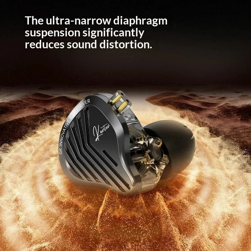 GK-KUNTEN Wired Earphones Flagship Single Motion In Ear Heavy Bass Fever HIFI High Quality Earphones