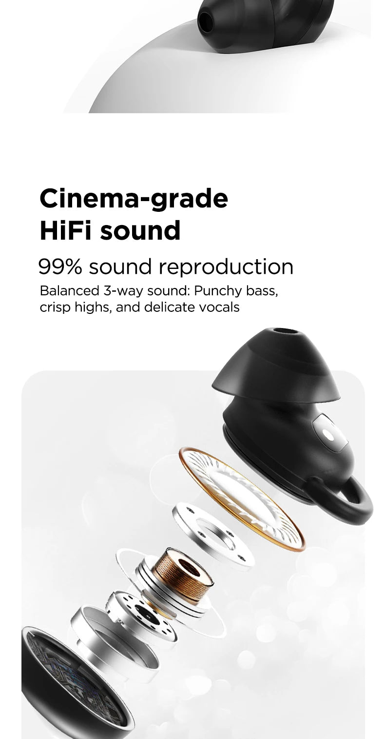 HTC NE91 Wireless Bluetooth Earbuds Noise Cancelling Headphones for Office Nap Work Break Comfortable Lightweight Sleep Earbuds