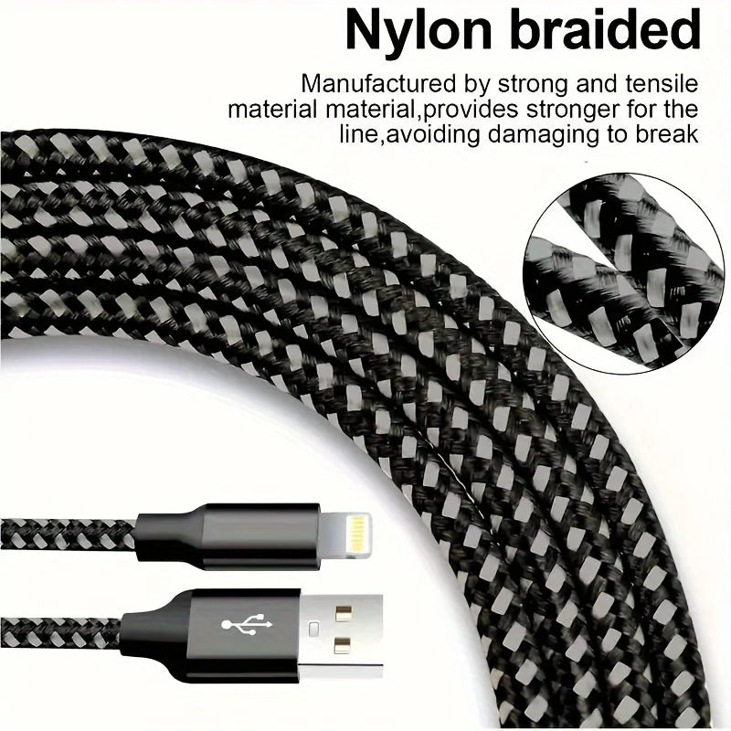 LAIHONEN MFi Certified 1PC/3PCS 10FT USB‑A to Lightning Cable Fast Charging Data Cord for iPhone 14 13 12 X XR