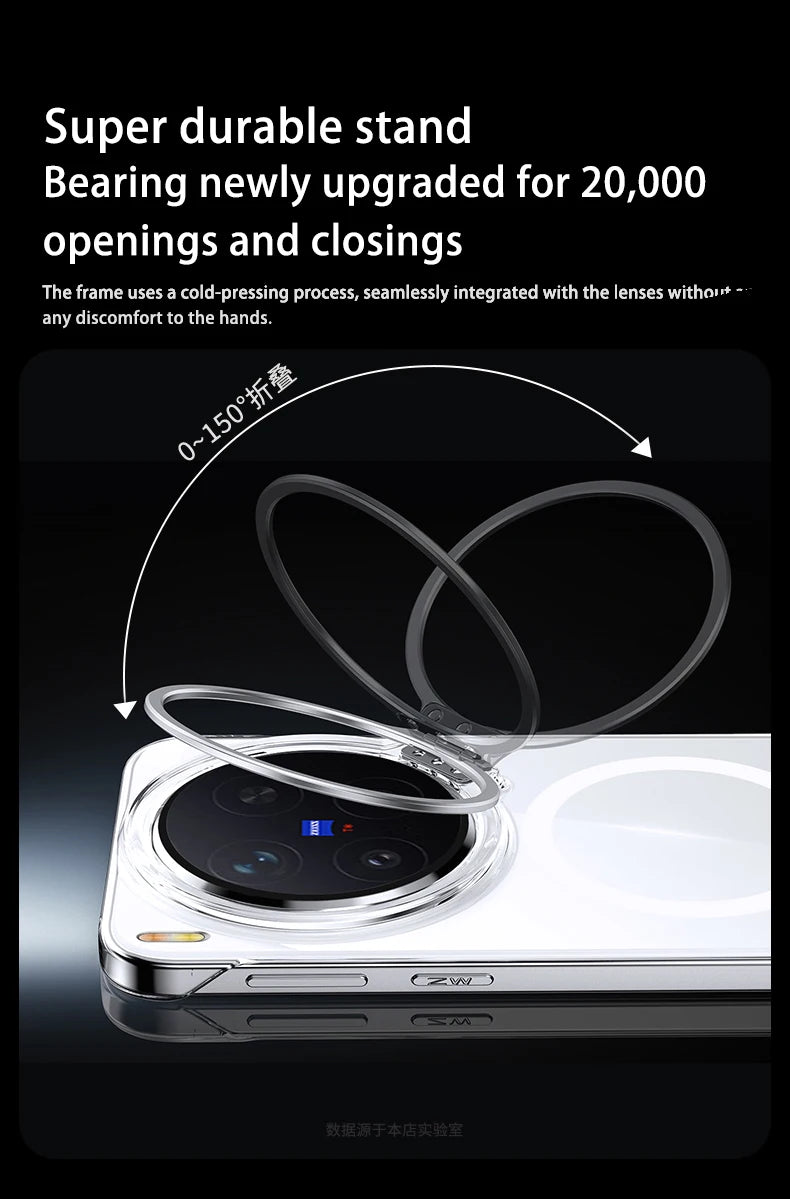 Acrylic Slim Frameless Transparent Case For Magsafe VIVO X300S X300 Pro Ultra Wireless Charging Lens Metal Stand Holder Cover