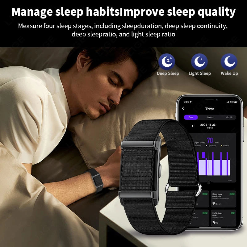 LIGE New No Screen Smart Bracelet Heart Rate Thermometer Men's Wristbands Waterproof Sports Fitness Men Women Smart Watch 2026