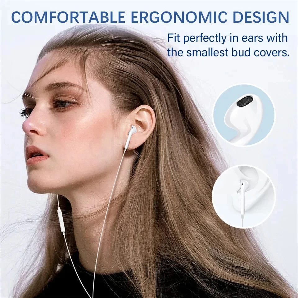 In-Ear Wired Earphones For Apple iPad iPhone 15 11 12 13 14 16 17 Pro Max TypeC Headphones Laptops Tablet 3.5mm Earphones