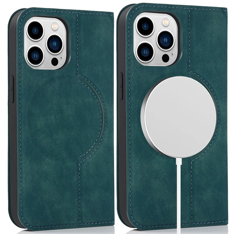 For Magsafe Wallet Leather Flip Case For iPhone 12 13 14 15 16 Pro Max mini Magnetic Wireless Charging Book Folio Cover