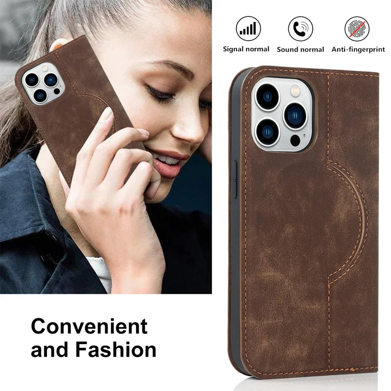 For Magsafe Wallet Leather Flip Case For iPhone 12 13 14 15 16 Pro Max mini Magnetic Wireless Charging Book Folio Cover