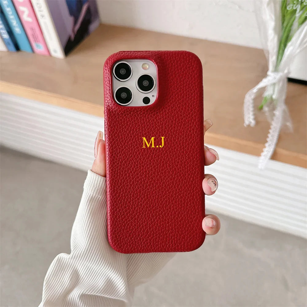 Personalised Customize Initials Name DIY Case For iPhone 17 Pro Max 16 15 17 Pro Max 14 13 12 Candy Color Leather Cover