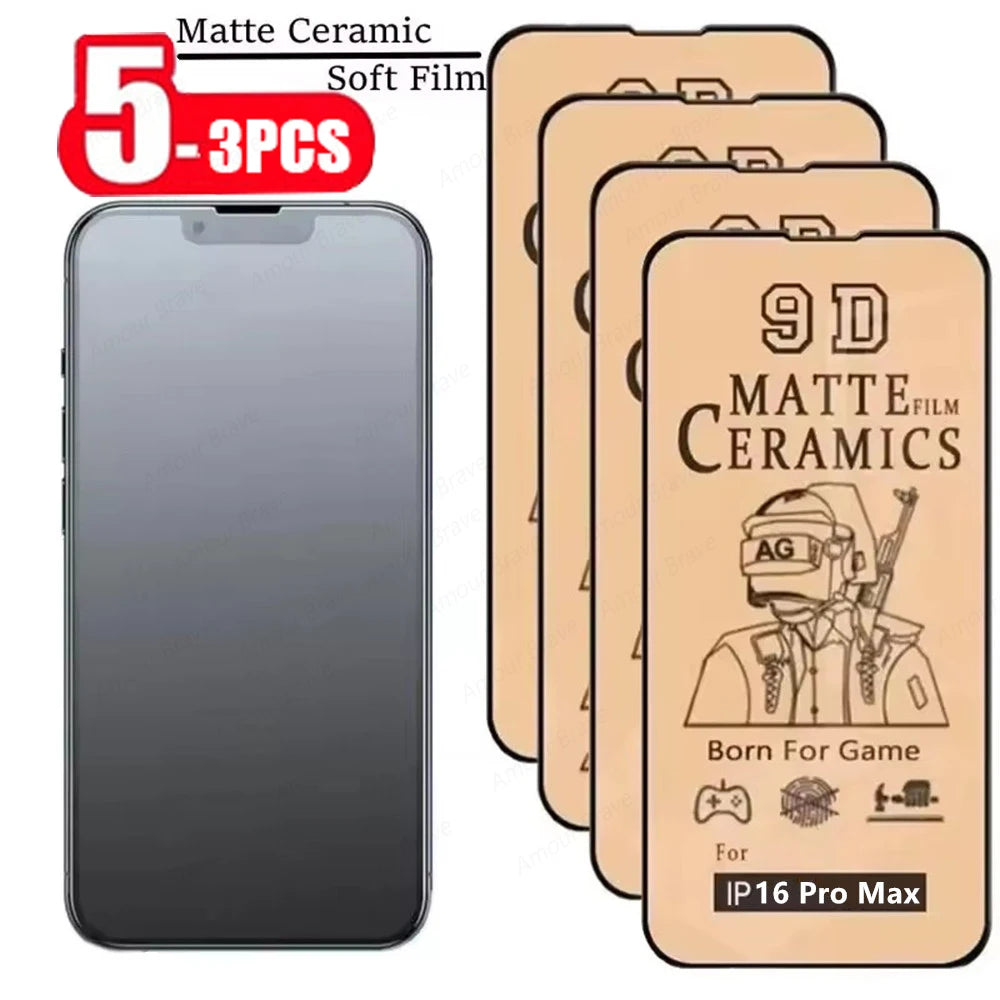 3-5PCS Matte Ceramic Film for iPhone 18 16 17 15 14 Plus 13 12 Mini 11 Pro Max Screen Protector for iPhone 17 Air 16e Not Glass