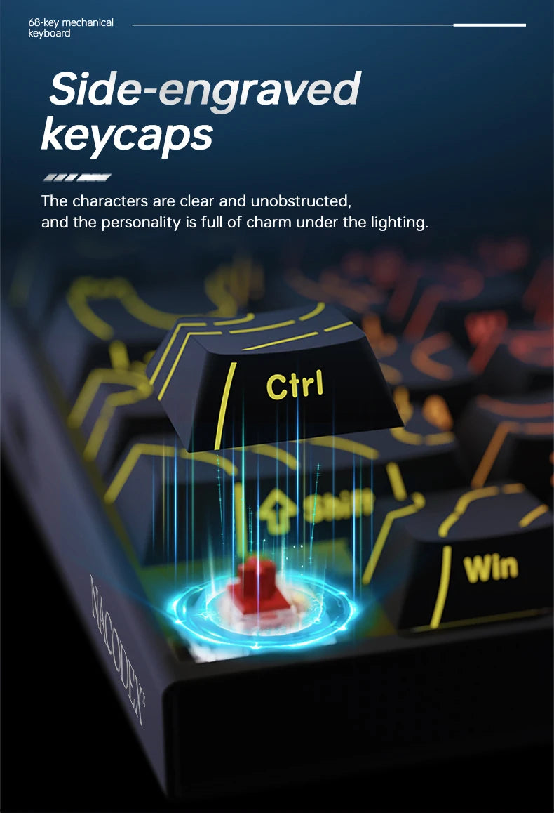 Mechanical Keyboard AJAZZ NK68 68-key hot-swappable gaming keyboard with RGB backlit keys ergonomic design and USB wired