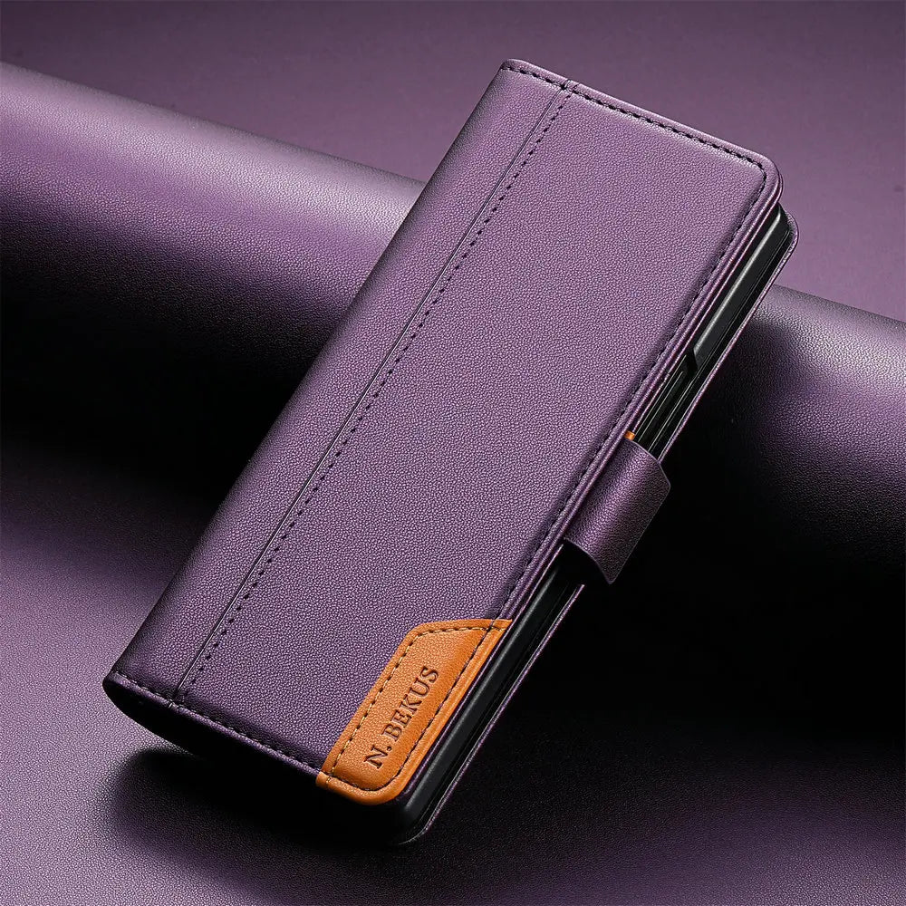 Luxury Leather Wallet Cover for Samsung Galaxy Z Fold 7 5G 2025 Flip Case Magnetic Book Business ZFold 3 4 5 6 Fold7 RFID Cover