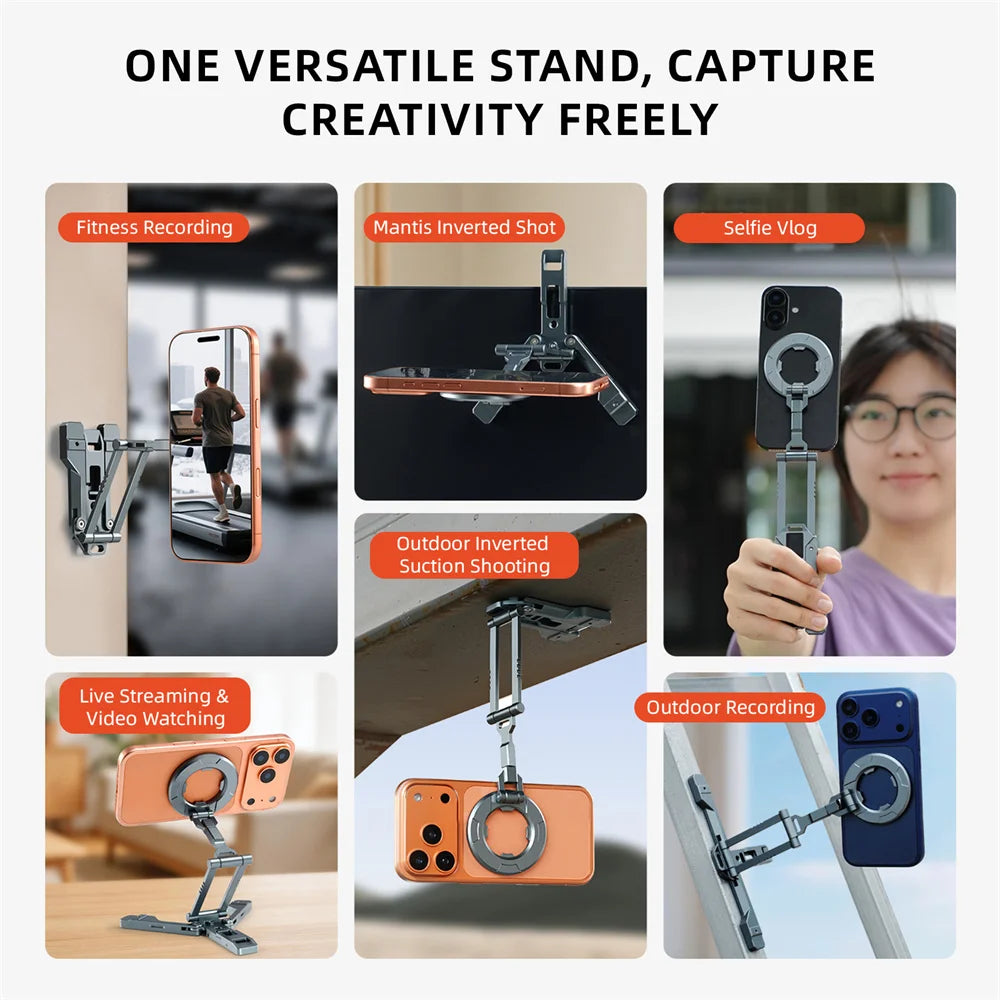 LEAPLIGHT Dual Side Magnetic Tripod Overhead Phone Holder with Hook Design Hanging Phone Tripod Stand for Iphone Android