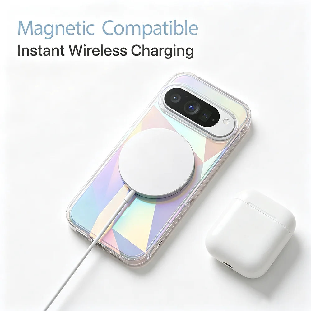 Clear Rainbow Magnetic Phone Case For Google Pixel 11 10 9 Pro XL A For Magsafe Wireless Charge Shockproof Bumper Tough Cover