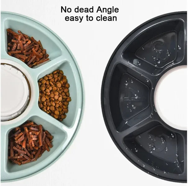 Pet Automatic Feeder Portion Control Digital Timer Detachable Dogs Cats Anti Slip 6 Meal Trays with Voice Dry Wet Food Feeding