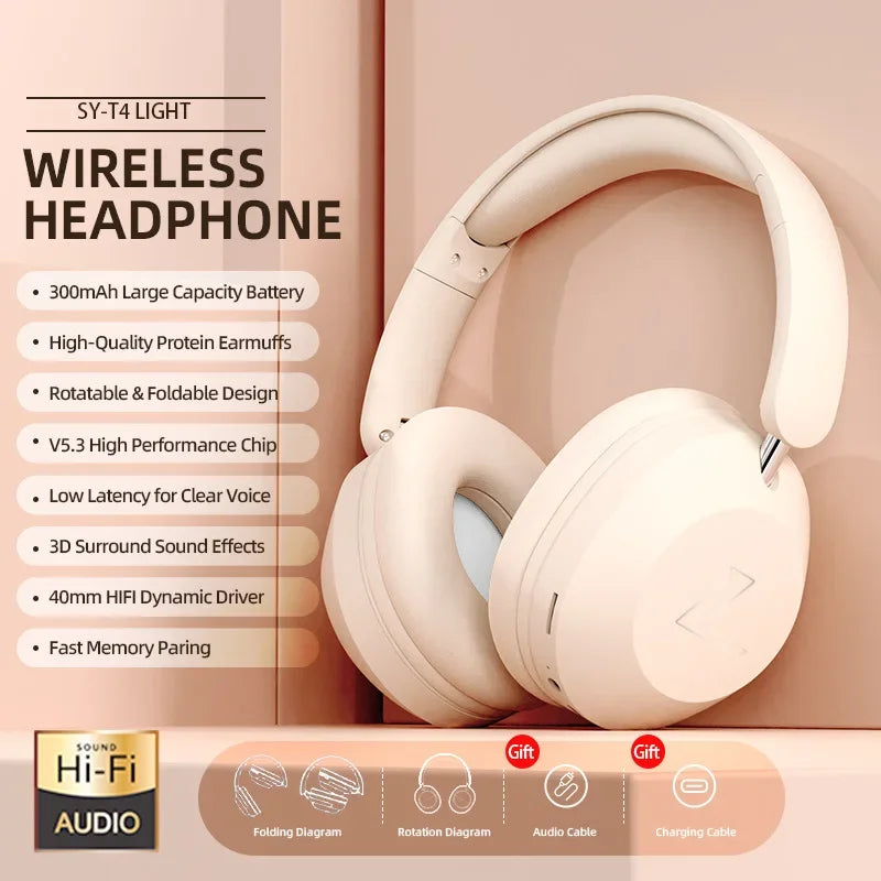 SY-T4 Foldable Wireless Bluetooth Headset Over Ear Sports Headphones High Power Stereo Sound For Cell Phones and Music XiaoMi