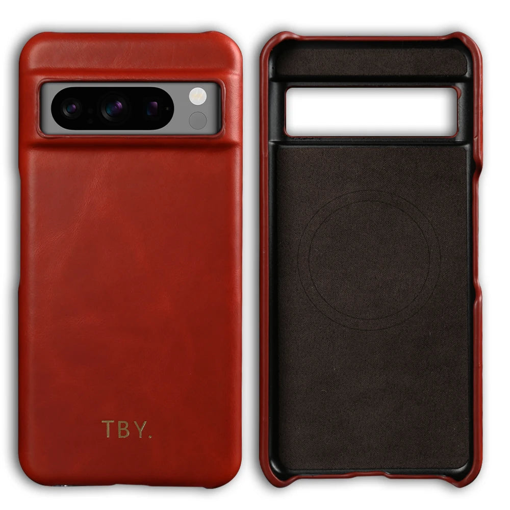 Engrave Initials Oil Wax Genuine Leather Case For Google Pixel 11 10 Pro XL 10A 9A 9 Pro XL 8 8A 7A 7 6A 5A 5 6 Phone Back Cover