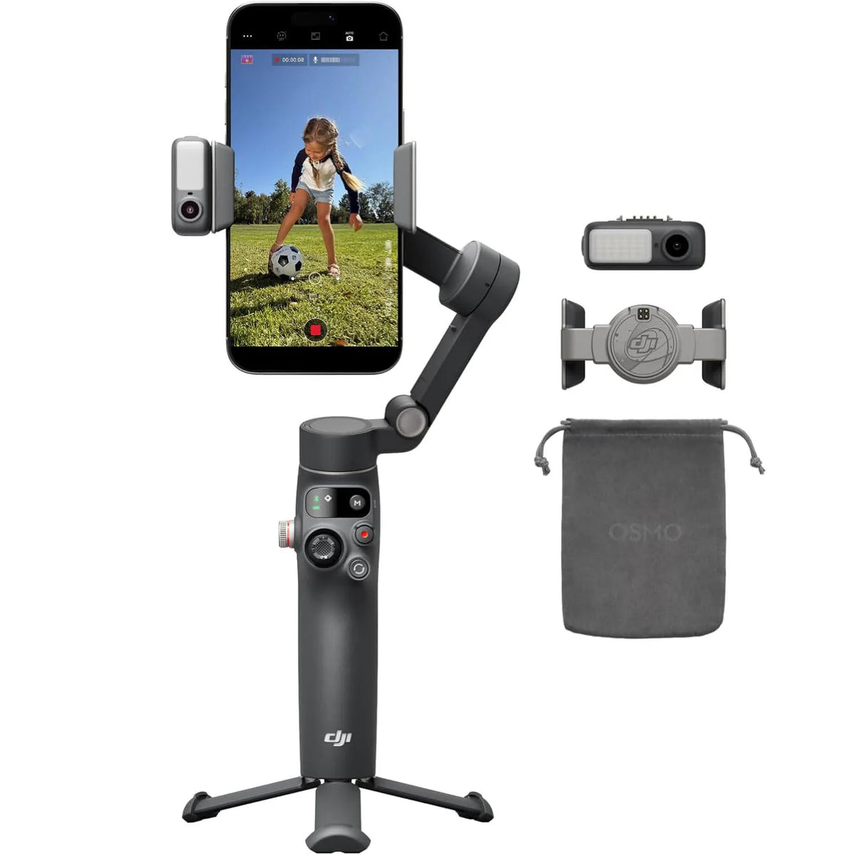 DJI Osmo Mobile 8 Advanced Tracking Combo Gimbal Stabilizer for Phone, AI Native Tracking with Audio & Lighting, 360° Pan Rotation, Built-in Extension Rod & Tripod, 10h Battery, Extension Rod