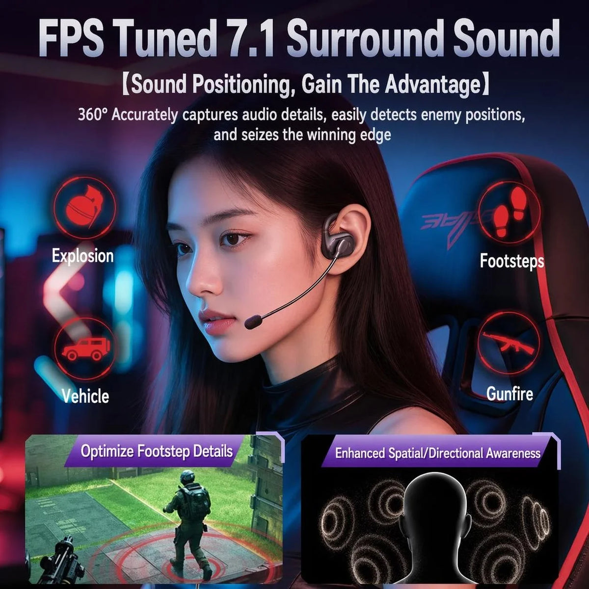 Over Ear Wired Headphones With Microphone Air Conduction USB Singing Fone Headset Gamer Sound Card Gaming Earphone For Xiaomi