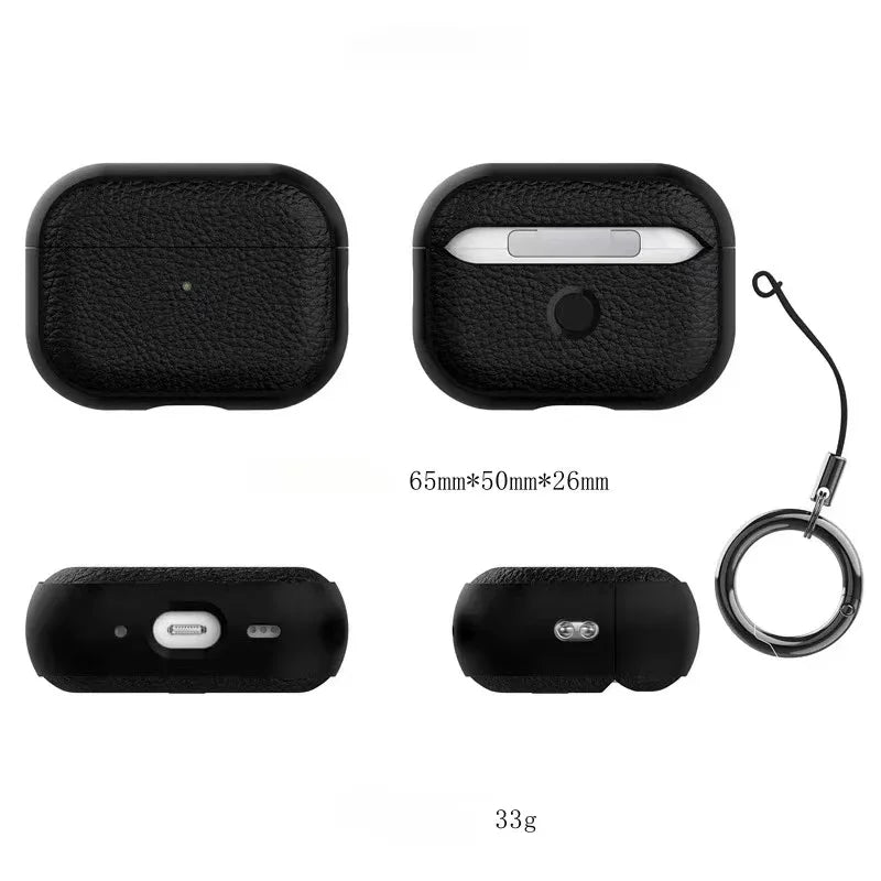 Leather Texture Case For Apple Airpods 1 2 3 4 Pro air pods Wrieless Bluetooth Earphone Protective Cover Anti-lost Headphone Bag