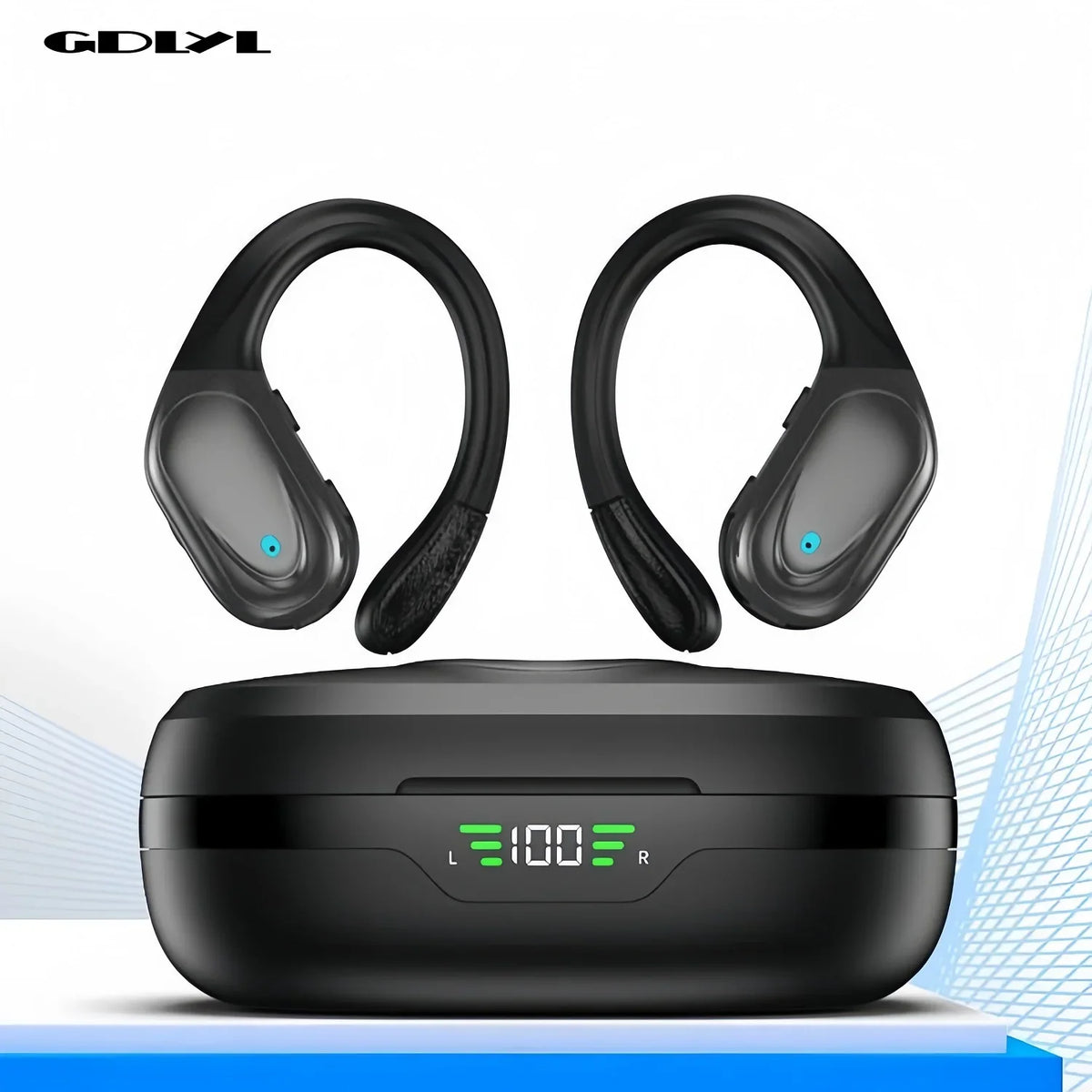 Bluetooth 6.0 Ear Hook Headphones TWS Wireless Earphones HiFi Stereo Waterproof Headsets LED Display Long Standby Button Earbuds