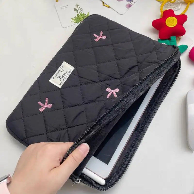 New Bowknot Fluffy Laptop Bag 11/13/15In Shockproof Tablet Sleeve Case Printing Computer Cover Bag for iPad Tablet Protection