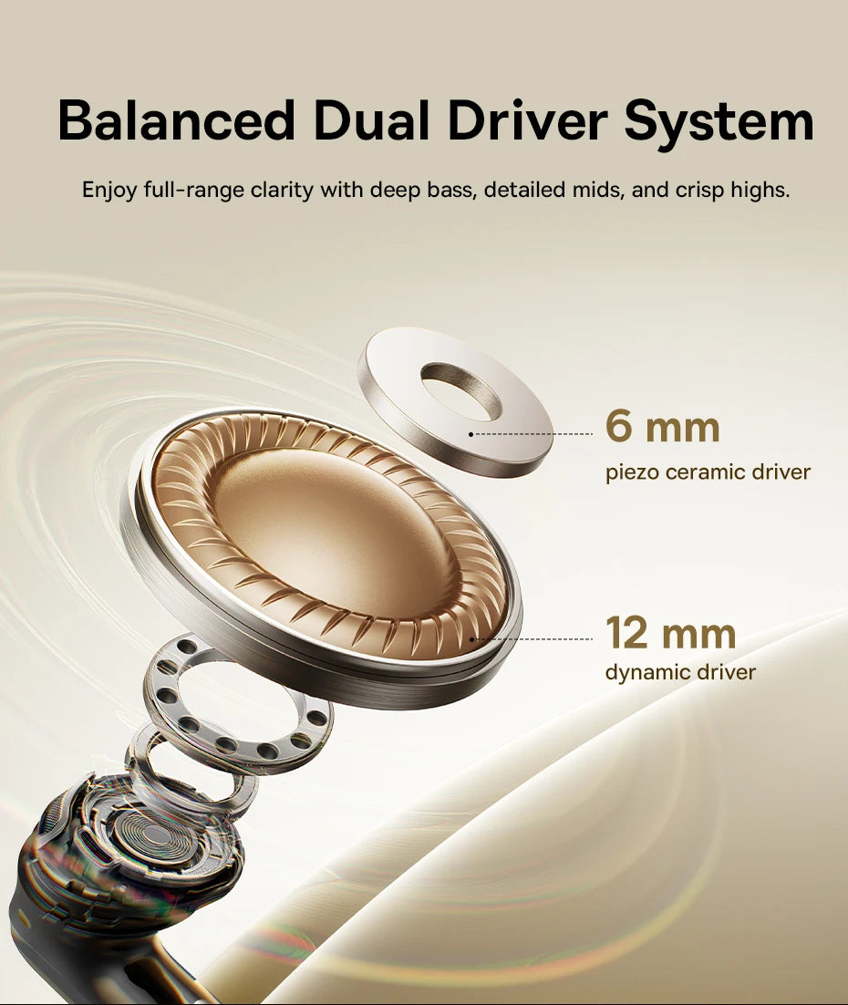 Baseus Bowie MS1 -55dB Adaptive ANC Earbuds Semi-In-Ear Wireless Bluetooth 6.0 Earphones Stable Fit Ear Hi-Res Audio Headphone