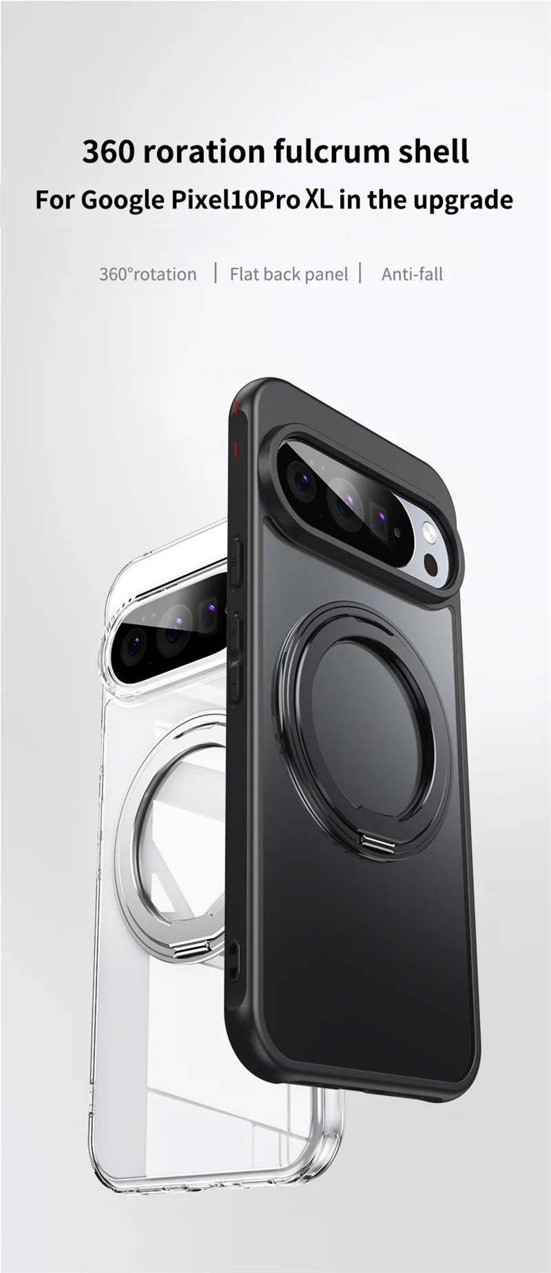 Transparent Phone Case for Google Pixel 10 Pro XL 9A 8A Protective Case Magnetic Rotate Bracket MagSafe Shock Proof Cover